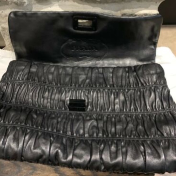 PRADA Black Leather Purse Large Clutch - Picture 3 of 8